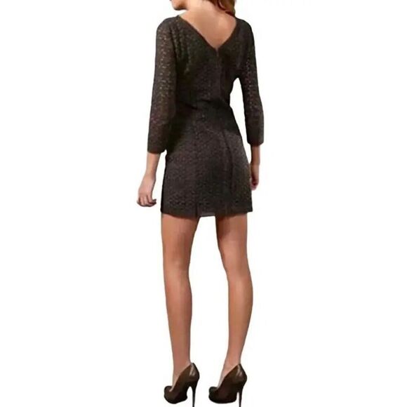 NWT Diane Von Furstenberg Caritan Long Sleeve Lace Mini Gray Dress 6 - Picture 8 of 14
